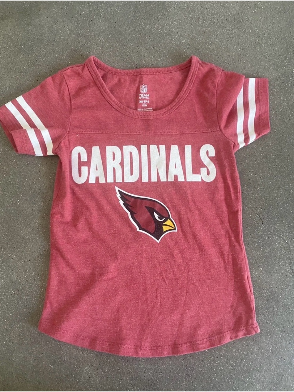 NFL Cardinals Red Short Sleeve Kids Tee with Sleeve Stripes